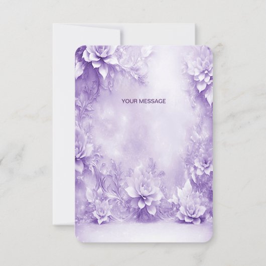 Paarse witte bloemetjes dank je wel kaart (Achterkant)