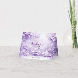 Paarse witte bloemetjes dank je wel kaart