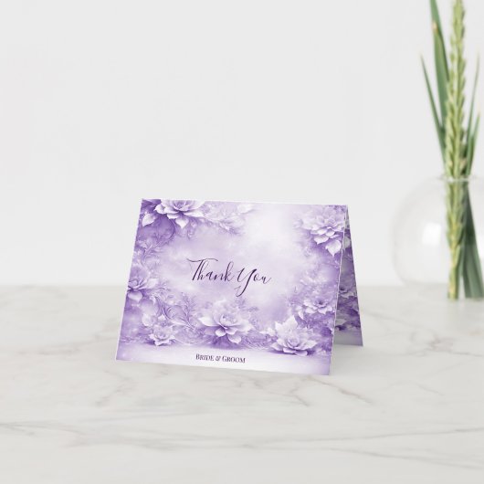Paarse witte bloemetjes dank je wel kaart (Voorkant)