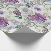 Paarse Witte Bloemige Roos Cadeaupapier (Hoek)