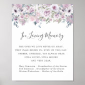 Paarse Witte Bloemige Trouw Herdenking Bord Poster (Voorkant)