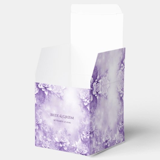 Paarse witte bloesems voorkeursdoos bedankdoosjes (Geopend)