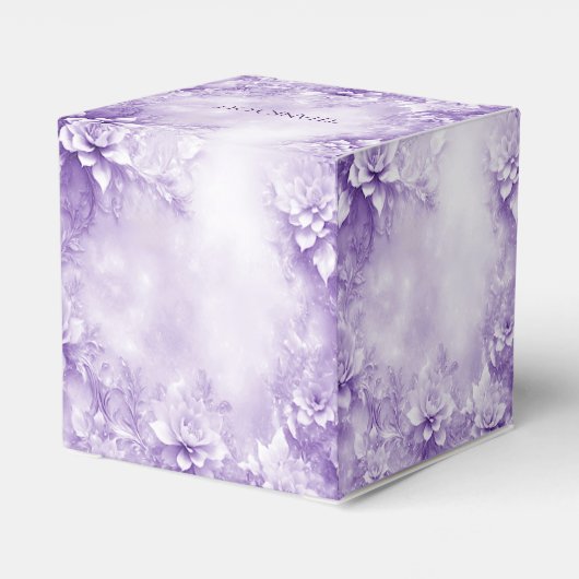 Paarse witte bloesems voorkeursdoos bedankdoosjes (Achterkant)