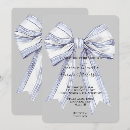 Paarse Witte Boog Grijze Huwelijk Kaart (Voorkant / Achterkant)