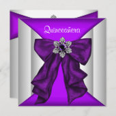 Paarse witte boog Paarse Quinceanera Kaart (Voorkant / Achterkant)