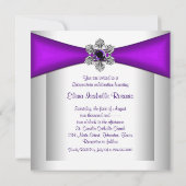 Paarse witte boog Paarse Quinceanera Kaart (Achterkant)