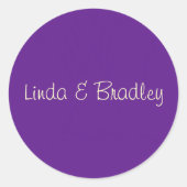 Paarse & witte bruiloft gunst Sticker (Voorkant)