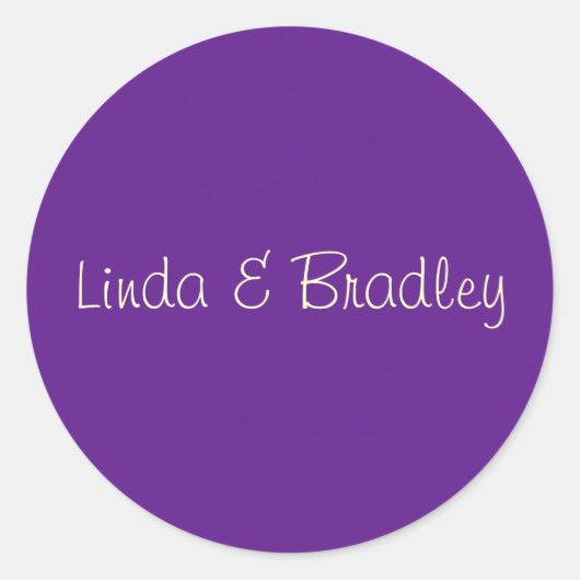 Paarse & witte bruiloft gunst Sticker (Voorkant)