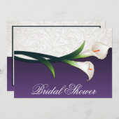 Paarse witte Calla Lily Bridal Shower Invitaties Kaart (Voorkant / Achterkant)