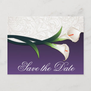 Paarse & Witte Calla Lily Wedding Save the Dates Aankondigingskaart