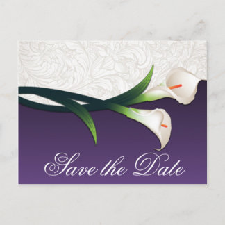Paarse & Witte Calla Lily Wedding Save the Dates Aankondigingskaart