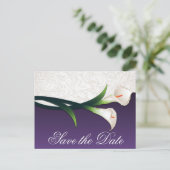 Paarse & Witte Calla Lily Wedding Save the Dates Aankondigingskaart (Staand voorkant)