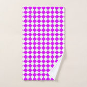Paarse Witte Checker Diamantpatroon Bad Handdoek (Handdoek)