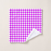 Paarse Witte Checker Diamantpatroon Bad Handdoek (Wasdoekje)