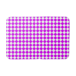 Paarse Witte Checker Diamantpatroon Badmat