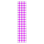 Paarse Witte Checker Diamantpatroon Korte Tafelloper (Voorkant)