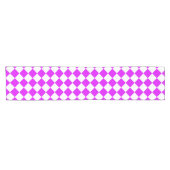 Paarse Witte Checker Diamantpatroon Korte Tafelloper (Horizontaal)