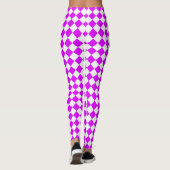 Paarse Witte Checker Diamantpatroon Leggings (Achterkant)