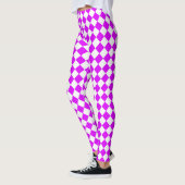 Paarse Witte Checker Diamantpatroon Leggings (Links)