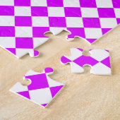 Paarse Witte Checker Diamantpatroon Legpuzzel (Zijkant)