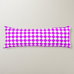 Paarse Witte Checker Diamantpatroon Lichaamskussen