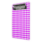 Paarse Witte Checker Diamantpatroon Mini Klembord (Angled2)