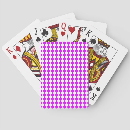 Paarse Witte Checker Diamantpatroon Pokerkaarten (Achterkant)