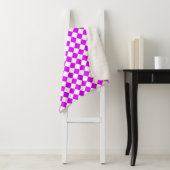 Paarse Witte Checker Diamantpatroon Sherpa Deken (In situ)