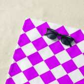 Paarse Witte Checker Diamantpatroon Strandlaken (In situ)
