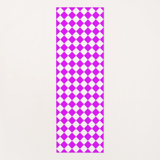 Paarse Witte Checker Diamantpatroon Yogamat (Voorkant)