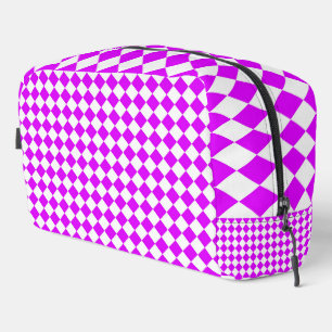 Paarse Witte Checker Diamond Pattern Toilettas Toilettasje