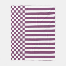 Paarse & Witte Checker & Strepen Herhalingspatroon Fleece Deken