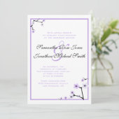 Paarse Witte Cherry Blossom Flowers Custom Wedding Kaart (Staand voorkant)