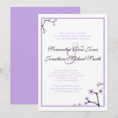 Paarse Witte Cherry Blossom Flowers Custom Wedding Kaart (Voorkant / Achterkant)