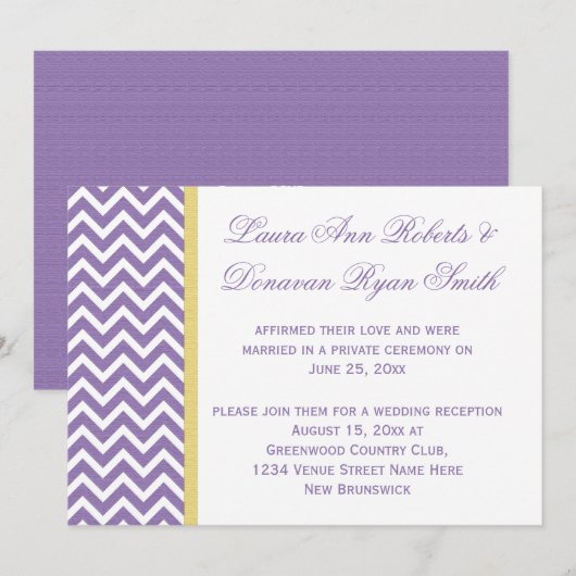 Paarse witte Chevron gele lint alleen maar Kaart (Voorkant / Achterkant)