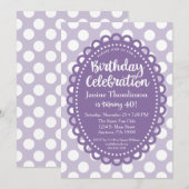 Paarse Witte Dag Uitnodiging Volwassen Polka Dots (Voorkant / Achterkant)