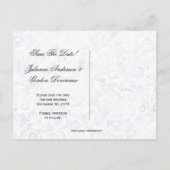 Paarse witte Damask Ribbon Jewels Save the Date Aankondigingskaart (Achterkant)
