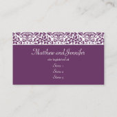 Paarse & Witte Damask Wedding Gift Registry Kaarte Informatiekaartje (Achterkant)