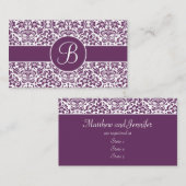 Paarse & Witte Damask Wedding Gift Registry Kaarte Informatiekaartje (Voorkant / Achterkant)