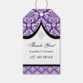 Paarse witte damast bruiloft dank u Labels Cadeaulabel (Voorkant)