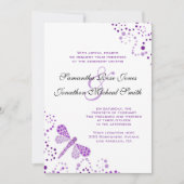 Paarse witte dragonfly Pointillism Custom Wedding Kaart (Voorkant)