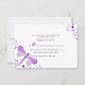 Paarse witte dragonfly Pointillisme Custom RSVP (Voorkant)