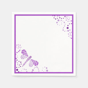 Paarse & Witte Dragonfly pointillisme Custom Servetten