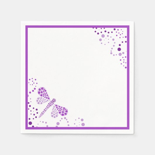 Paarse & Witte Dragonfly pointillisme Custom Servetten (Voorkant)