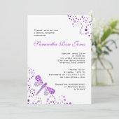 Paarse witte dragonfly Vrijgezellenfeest Kaart (Staand voorkant)