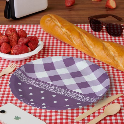 Paarse witte eclectische kunst papier Borden Papieren Bordje (Picknick)