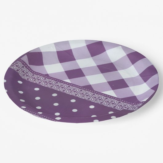 Paarse witte eclectische kunst papier Borden Papieren Bordje (Gekanteld)