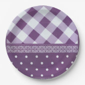 Paarse witte eclectische kunst papier Borden Papieren Bordje (Voorkant)