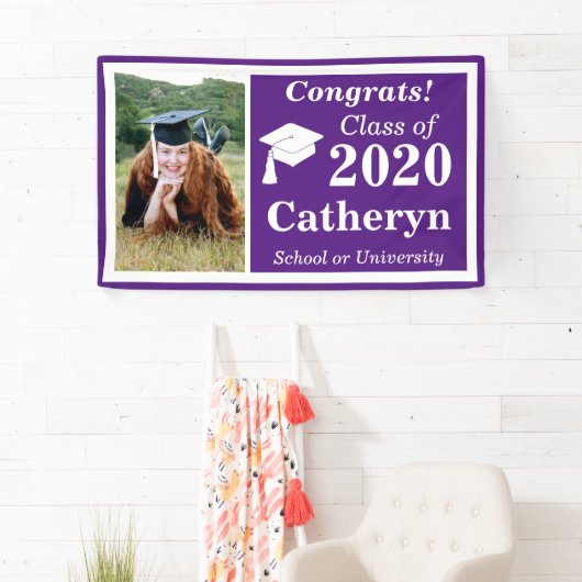 Paarse witte een fotoklasse van 2024 Afstuderen Spandoek (Insitu)