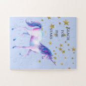 Paarse witte eenhoornsterren legpuzzel (Horizontaal)